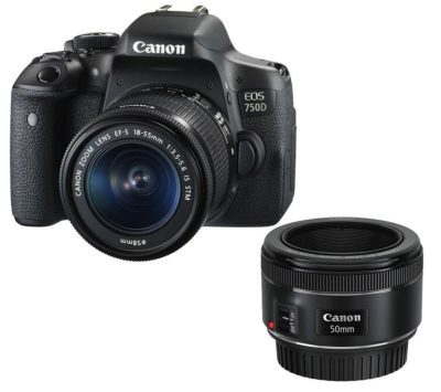 CANON EOS 750D DSLR Camera with 18-55 mm f/3.5-5.6 & 50 mm f/1.8 Lenses - Black CANON EOS 750D DSLR Camera with 18-55 mm f/3.5-5.6 & 50 mm f/1.8 Lenses - Black